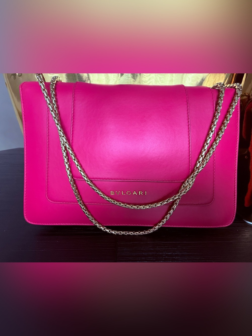 Bulgari Calfskin Serpenti Forever Shoulder Bag Pink